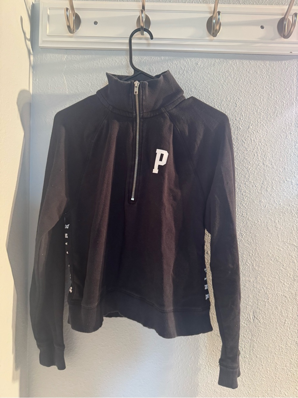 PINK Black Half-Zip Pullover